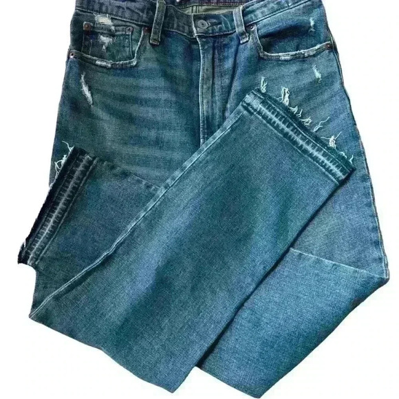 Abercrombie & Fitch Ultra High Rise Ankle Straight Jeans Medium Wash Blue Size 6 - Picture 3 of 6